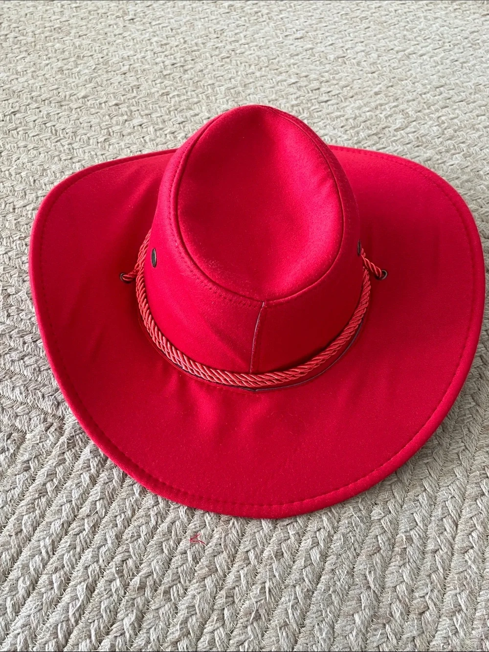 Red Cowboy Hat with Embroidered 'America First' Logo